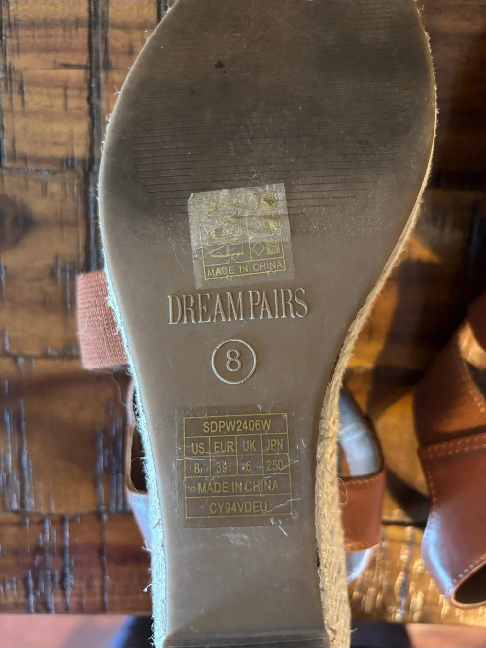 Dream Pairs, brown wedge sandal, 8
